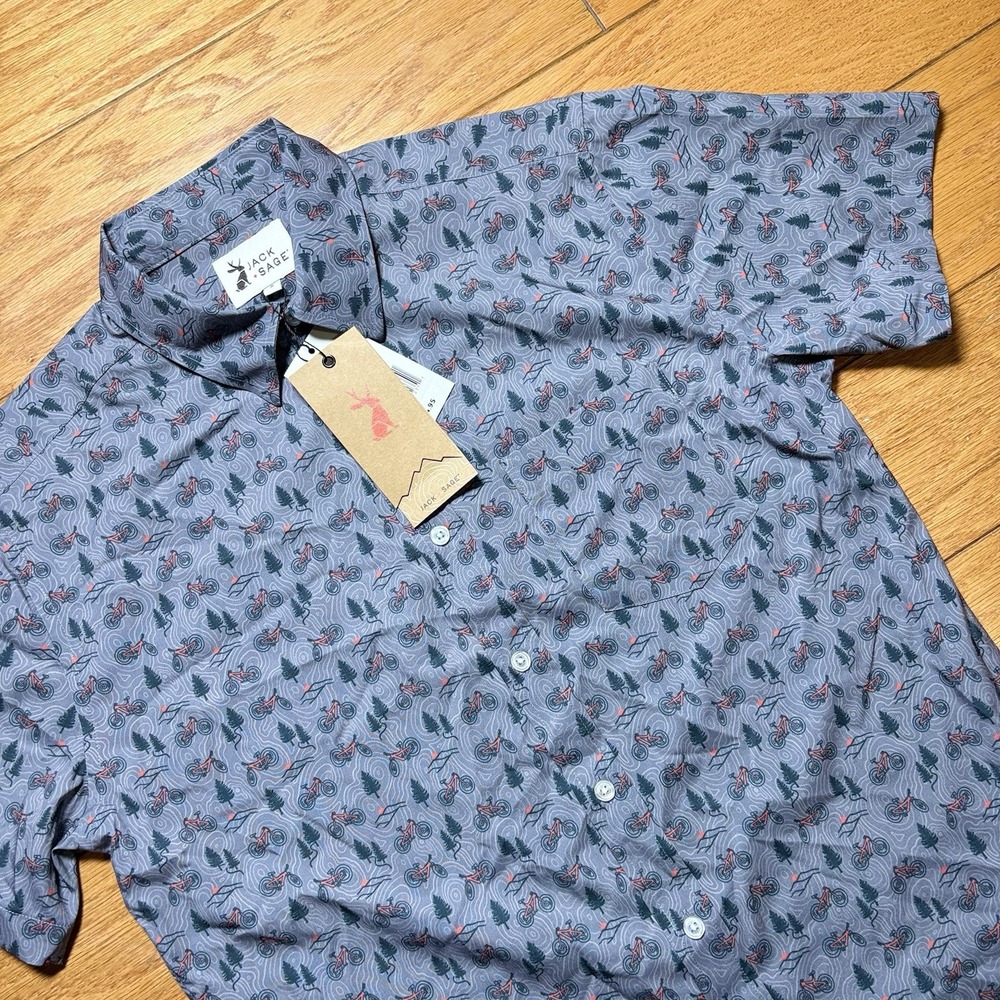 Jack & Sage Men's Small Trail Shirt Trailrider 2.0 Gray Button Up Short Sleeve
